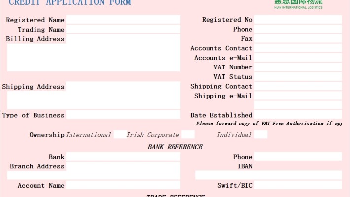 Free Credit Application Form Agencies download